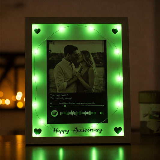 Spotify Themed Personalised Photo Frame with Lights