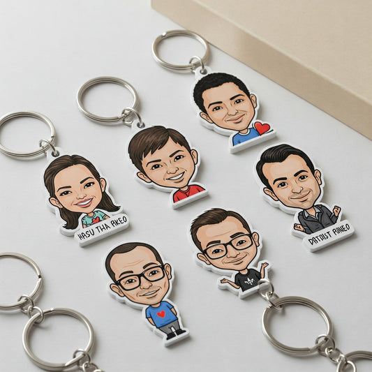 Personalised Caricature Keychain (Pack of 04)